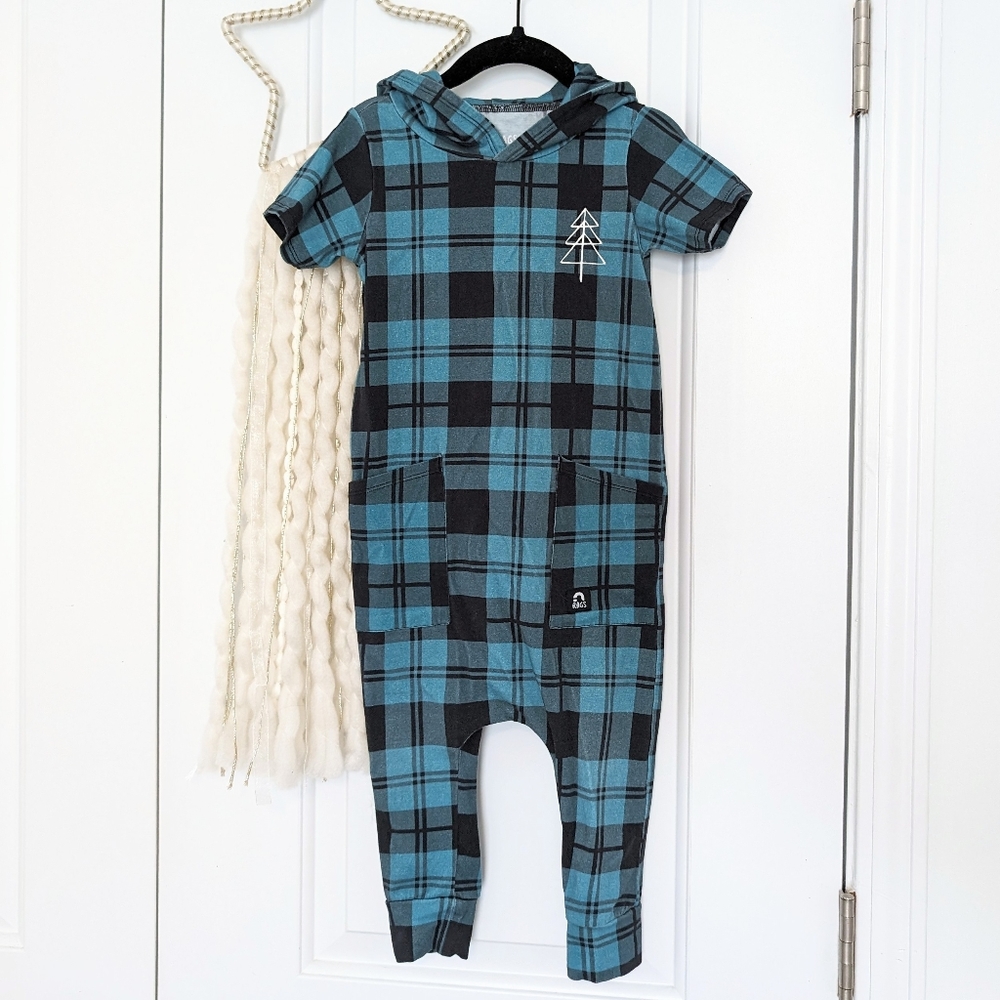 Rags to Raches Short Sleeve Plaid Romper, 2T